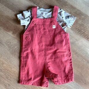 Carters Red Overalls Car T-shirt 6 months